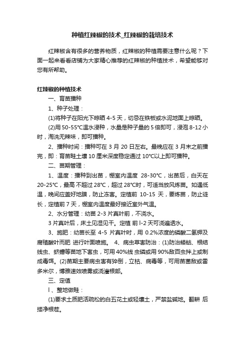 种植红辣椒的技术_红辣椒的栽培技术