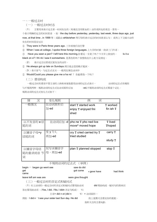 (完整版)英语一般过去时和过去进行时