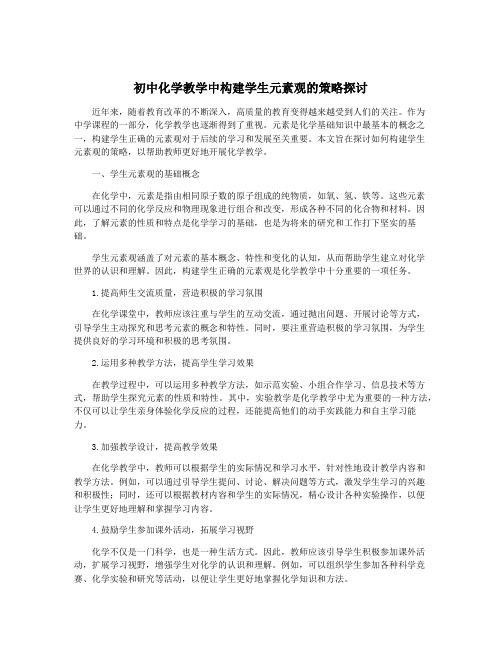 初中化学教学中构建学生元素观的策略探讨