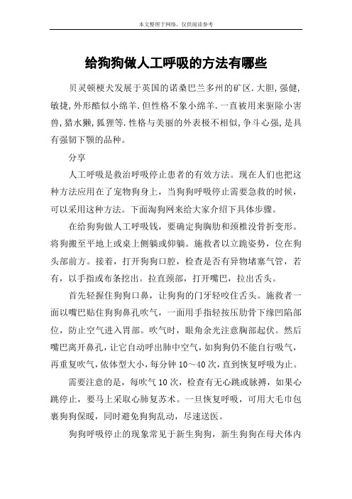 给狗狗做人工呼吸的方法有哪些