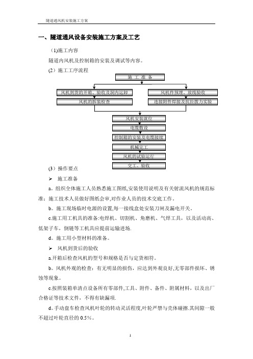 吉首某某隧道通风机安装施工方案