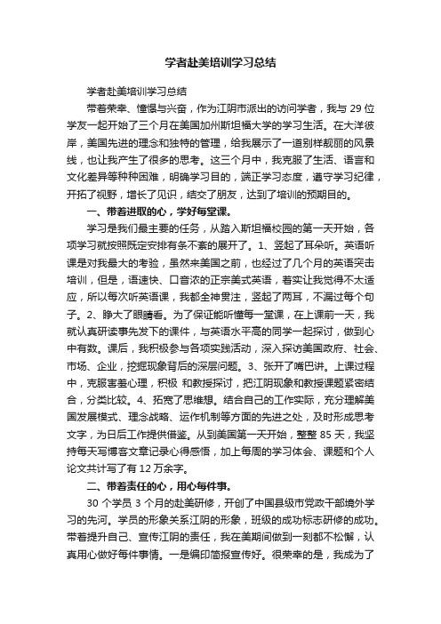 学者赴美培训学习总结