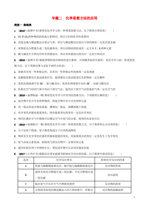 最新届中考化学复习 第2部分 专题类型突破 专题二 化学思想方法的应用练习(考试必备)