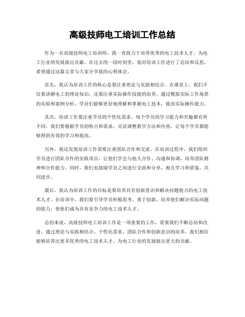 高级技师电工培训工作总结