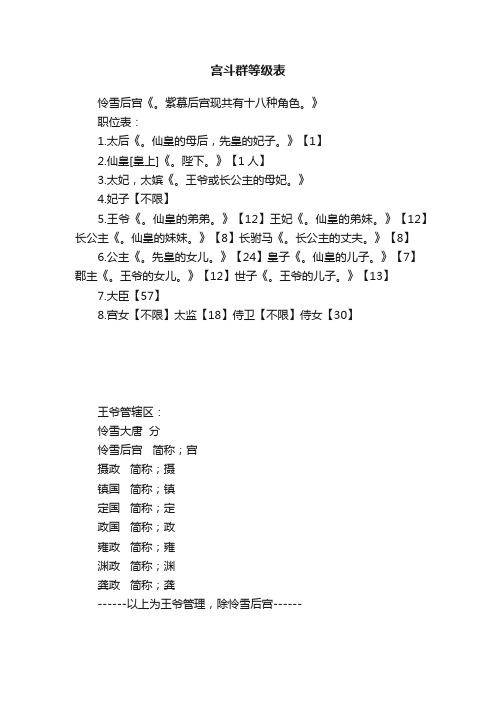 宫斗群等级表