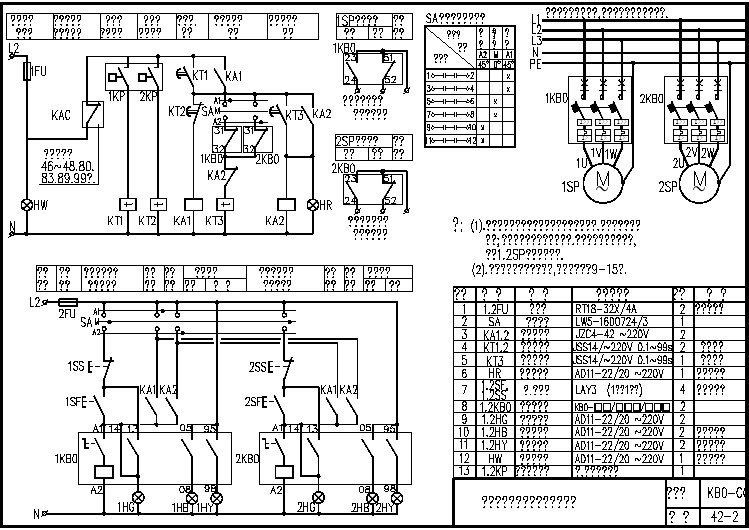 KB0-CC-42-2两台互备自投稳压泵控制电路图