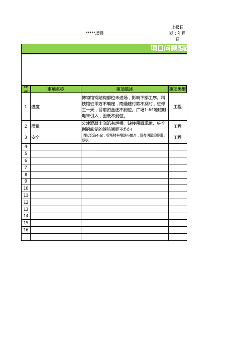 工程项目问题跟踪销项管控表(1)