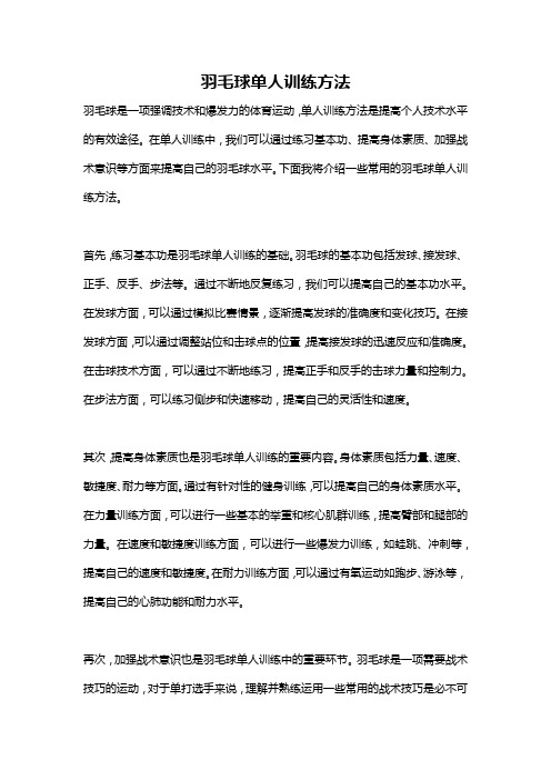 羽毛球单人训练方法