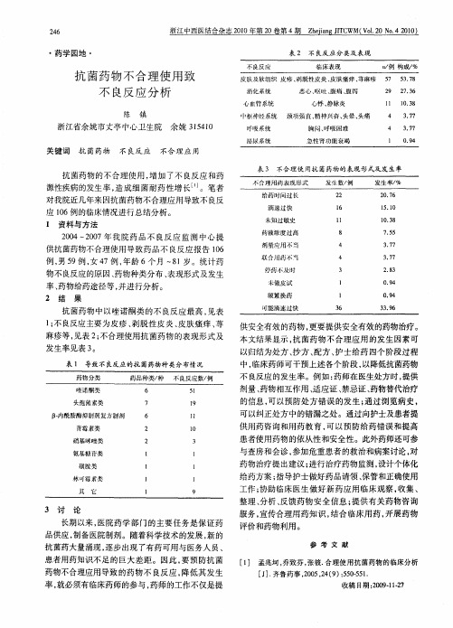 抗菌药物不合理使用致不良反应分析