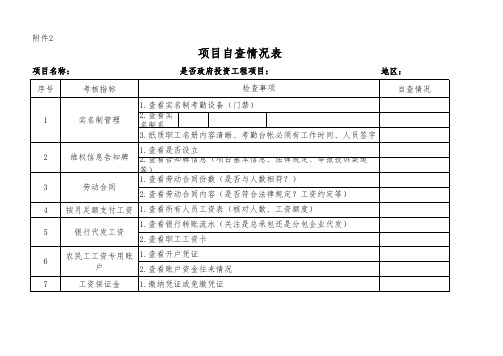 实名制项目自查情况表