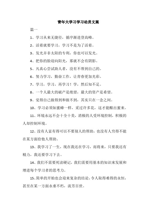 青年大学习学习动员文案