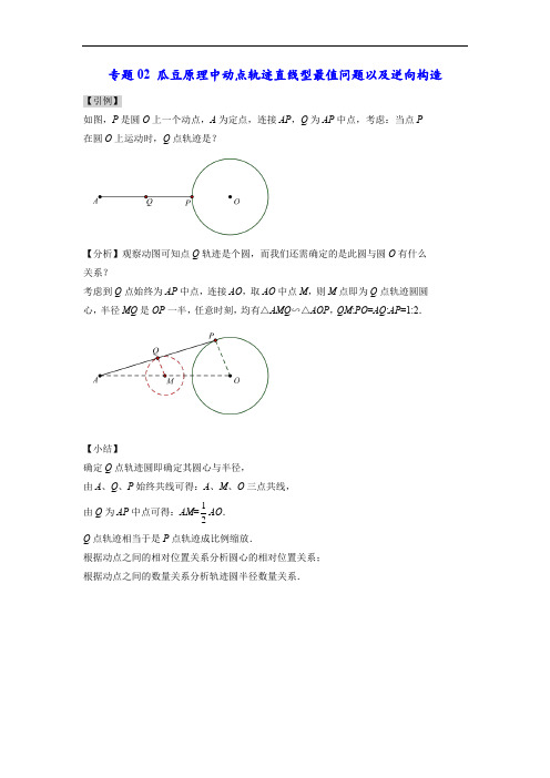 中考数学最值专题02 瓜豆原理最值问题——曲线型轨迹(老师版)