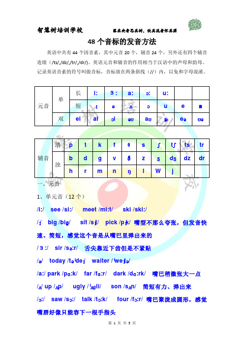 48个音标的发音方法-人教初中英语