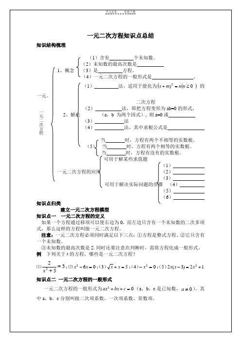 一元二次方程知识点和易错点总结