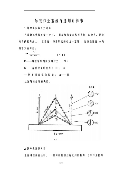 吊装作业钢丝绳选用计算书