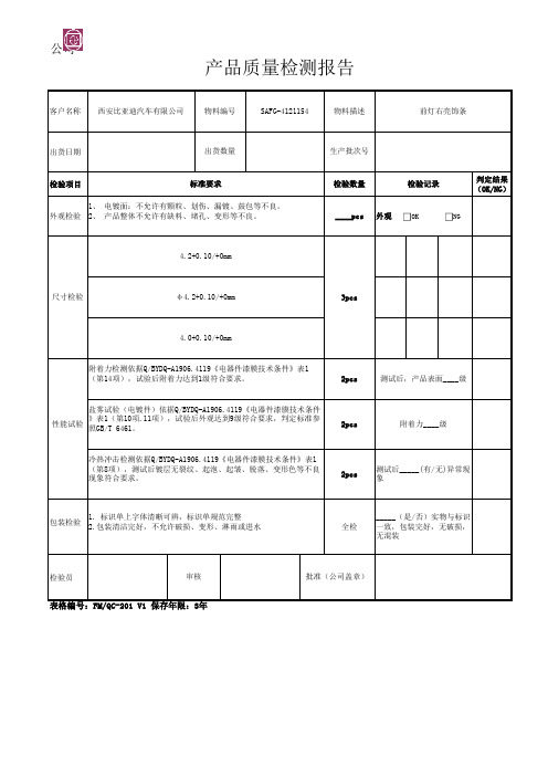 出货报告模板