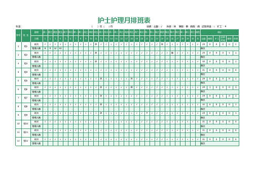 护士专用排班表自动统计