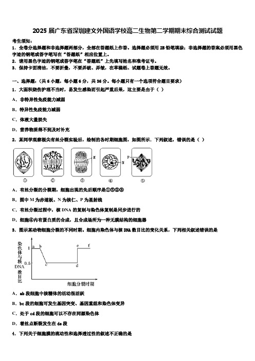 2025届广东省深圳建文外国语学校高二生物第二学期期末综合测试试题含解析