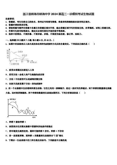 浙江省镇海市镇海中学2024届高三一诊模拟考试生物试题含解析