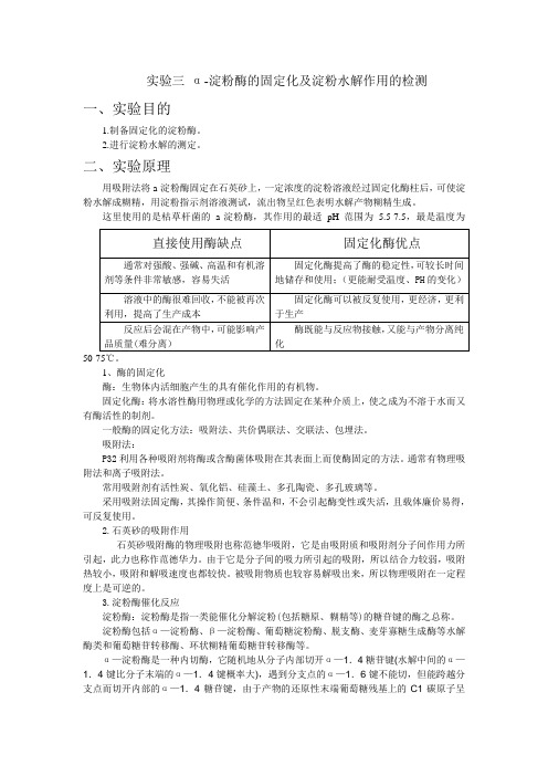 a-淀粉酶的固定化及淀粉水解作用实验教案--