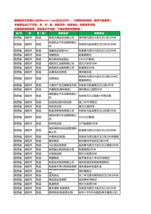 2020新版陕西省咸阳市乾县托运工商企业公司商家名录名单联系电话号码地址大全36家
