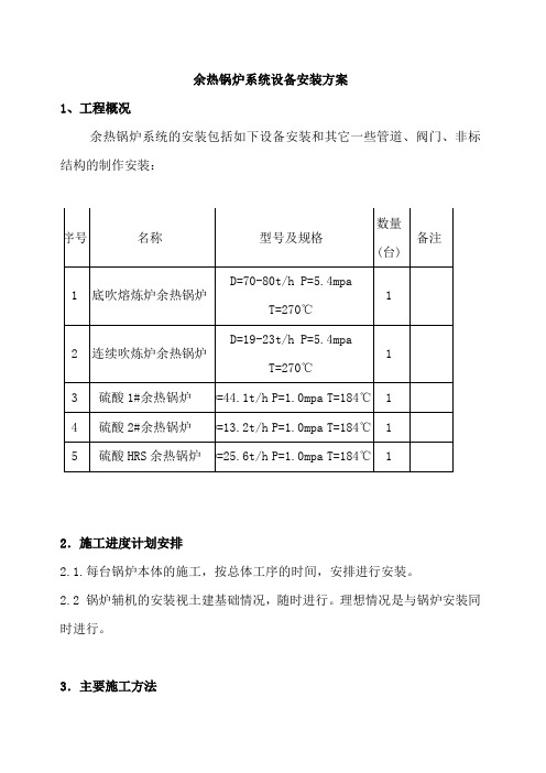 余热锅炉系统设备安装方案