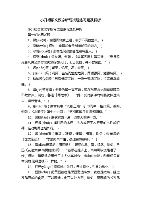 小升初语文汉字听写试题练习题及解析