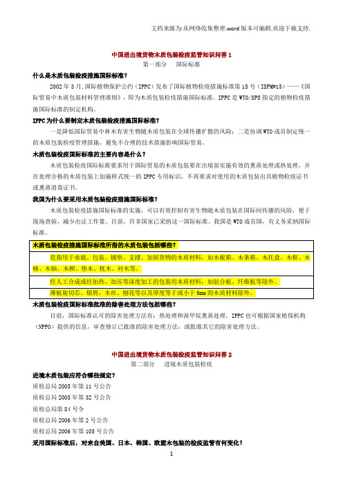 中国进出境货物木质包装检疫监管知识问答