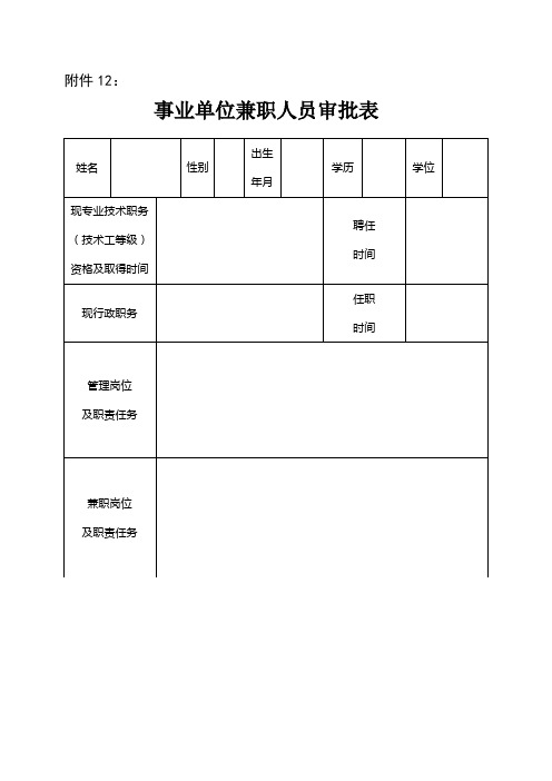 十二、事业单位兼职人员审批表