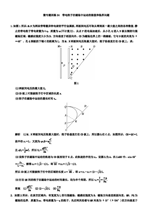 高考一轮微专题训练【24】带电粒子的极值和临界问题(含答案)