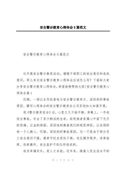 安全警示教育心得体会5篇范文