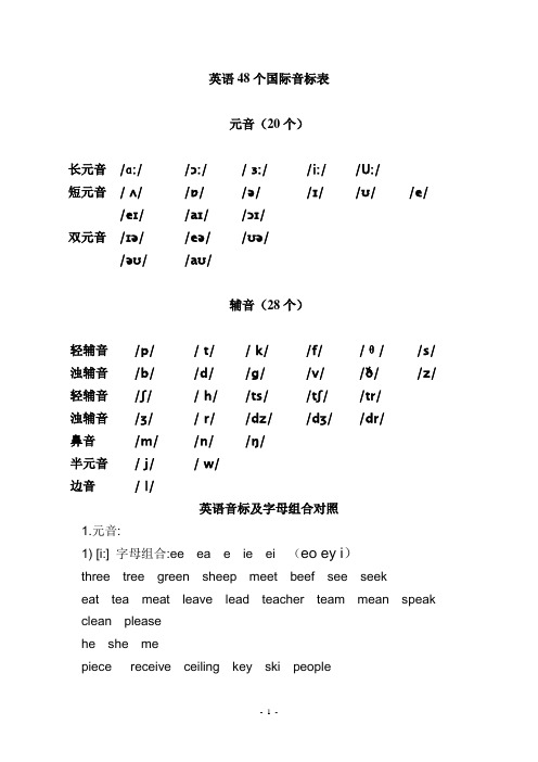 48个英语国际音标表