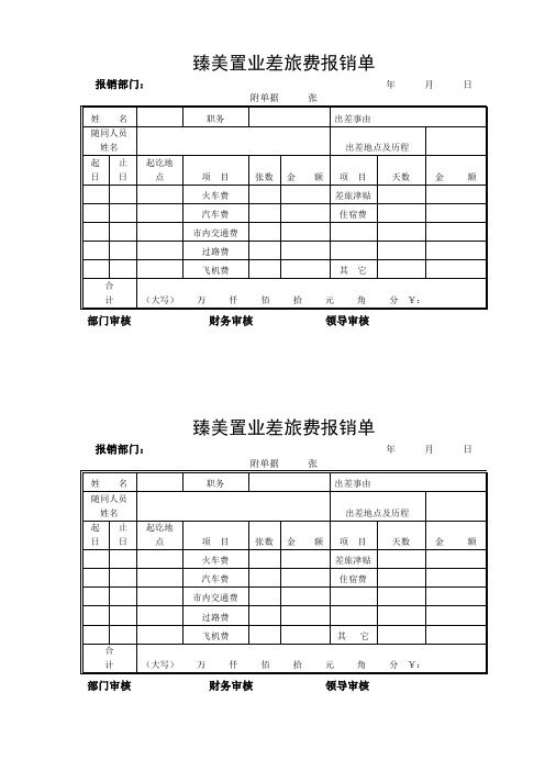 差旅费报销单 模板