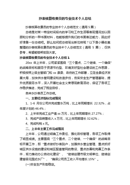 抄表核算收费员的专业技术个人总结