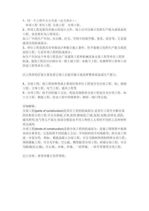 单项。单位,分部,分项