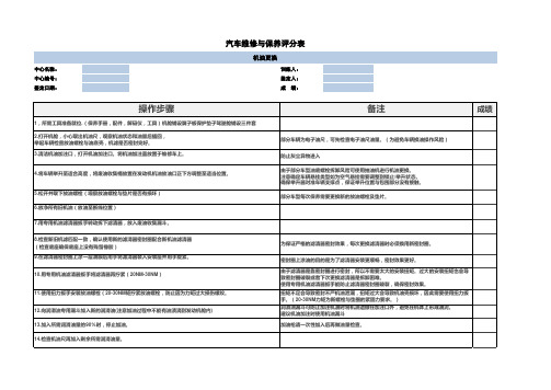 汽车维修与保养评分表-机油机滤