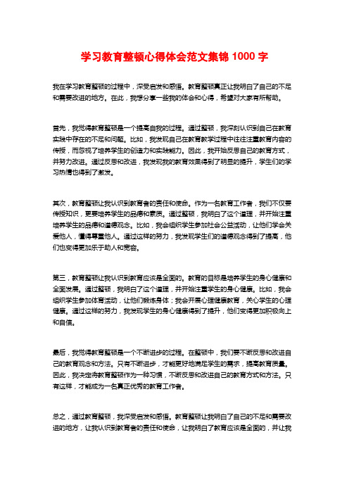 学习教育整顿心得体会范文集锦1000字