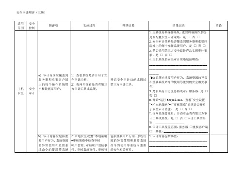 安全审计测评空表