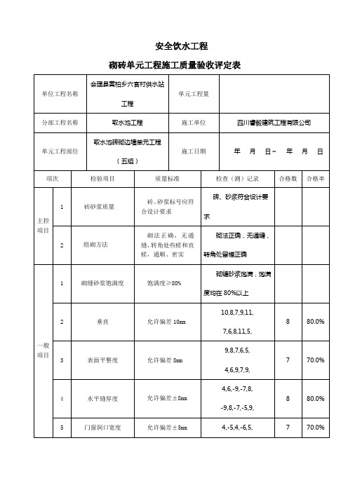 砖砌墙体质量评定表(模板)