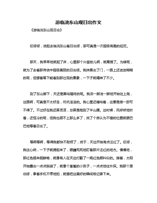 游临洮东山观日出作文