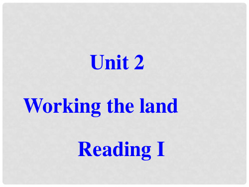 高中英语 Unit2 Working the land listening reading1