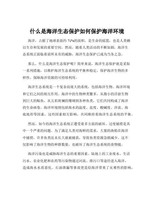 什么是海洋生态保护如何保护海洋环境