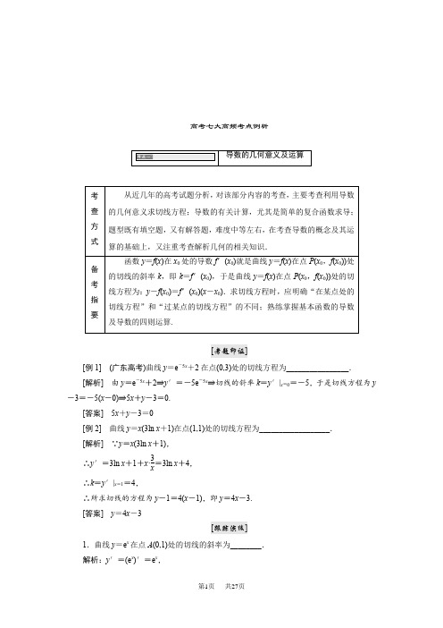 高中数学苏教版选修2-2教学案：高考七大高频考点例析 