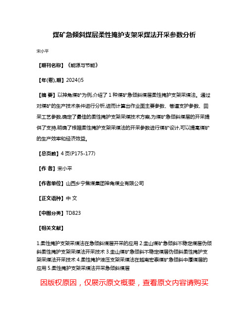 煤矿急倾斜煤层柔性掩护支架采煤法开采参数分析