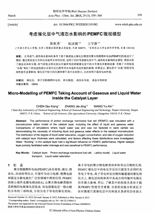 考虑催化层中气液态水影响的PEMFC微观模型