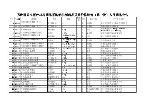 秀洲区公立医疗机构药品采购新机制药品采购价格议价(第一