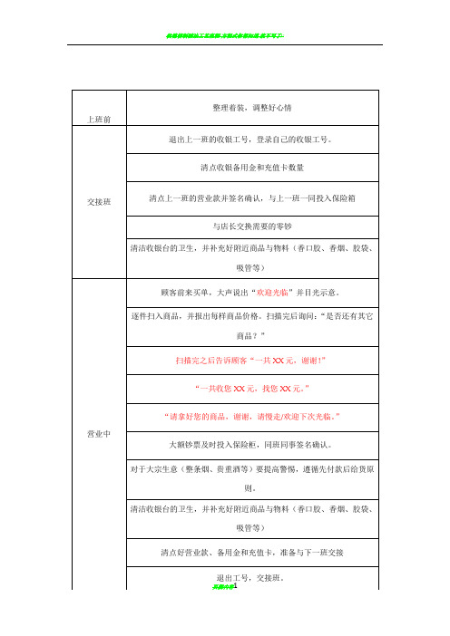 便利店收银员工作流程