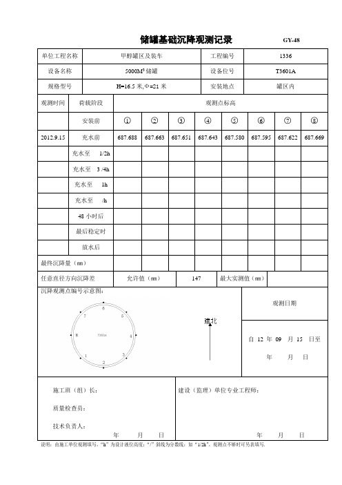 储罐基础沉降观测记录