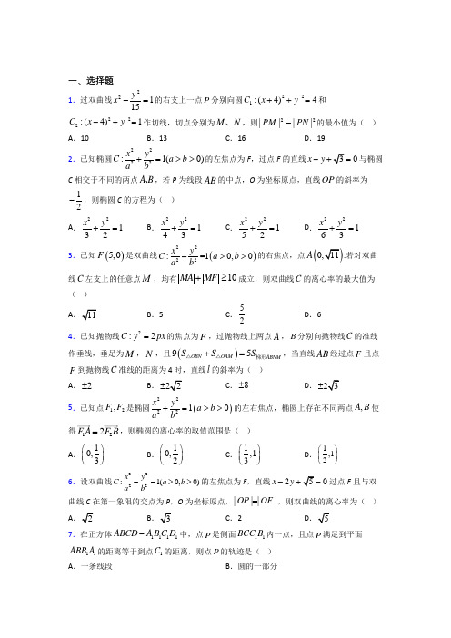 (好题)高中数学选修1-1第二章《圆锥曲线与方程》测试题(包含答案解析)