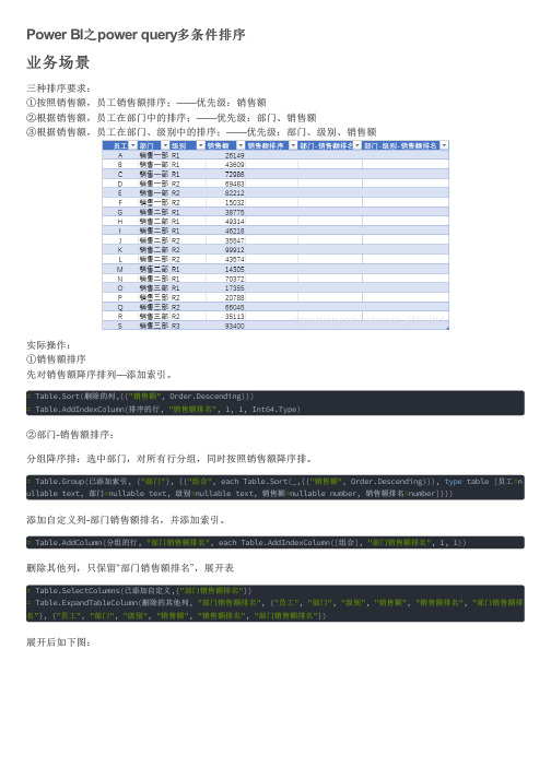 PowerBI技巧之Power BI之power query多条件排序